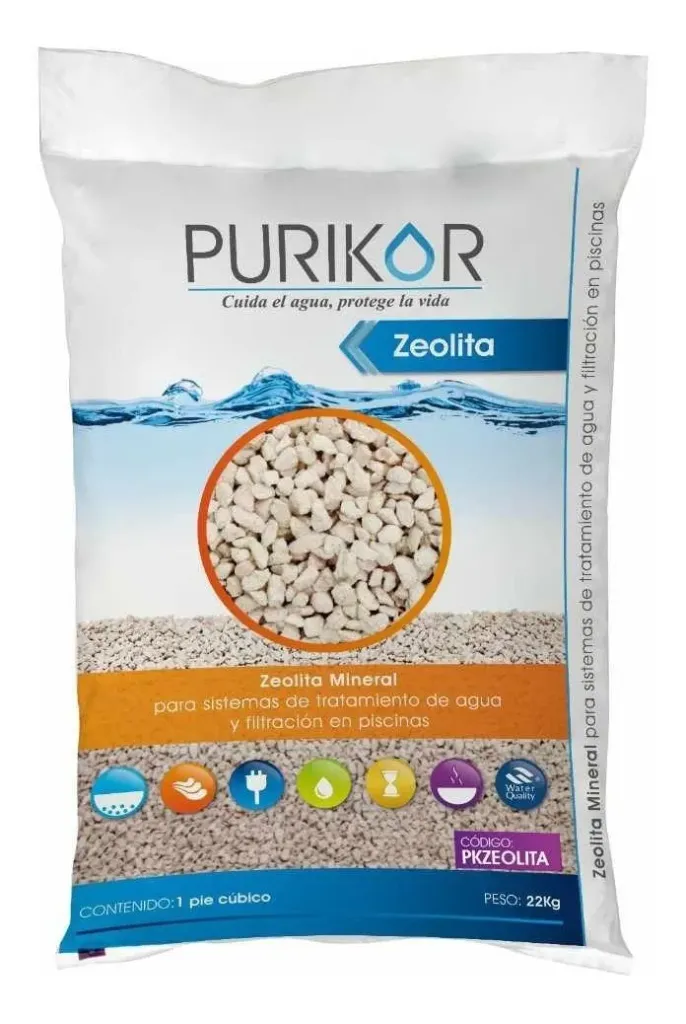 [PKZEOLITA] Zeolita mineral en presentación de 22 Kg marca PURIKOR para sistemas de tratamiento de agua y filtración en piscinas